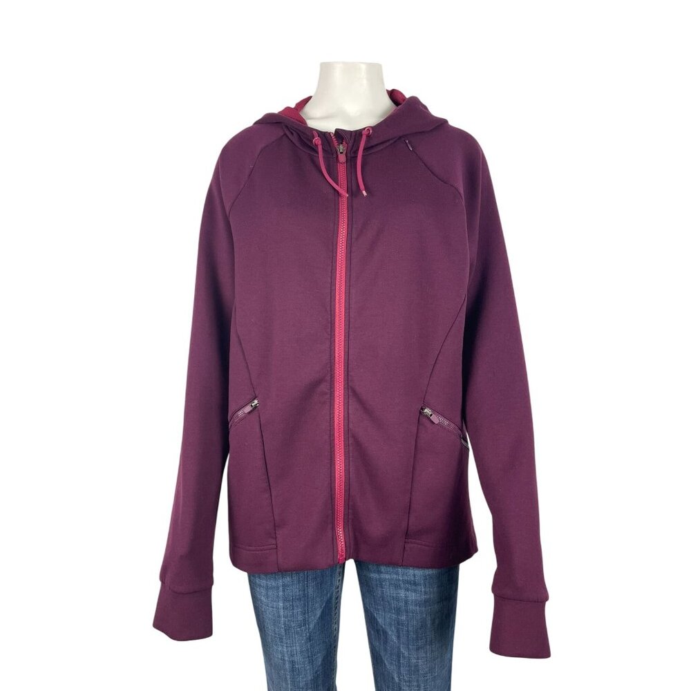 Fabletics Sammy Jacket Large Full Zip Maroon Plum… - image 2